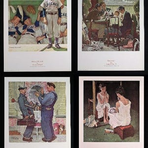 Norman Rockwell Lithograph Collection No.7, Set of 4 pcs, The Sheet size: 11" x 14", Image size, 9 1/2" x 10". Never Framed, Excellent