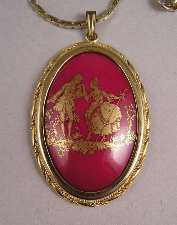 Beautiful French Porcelain Limoges Pendant and Neckla… Gem