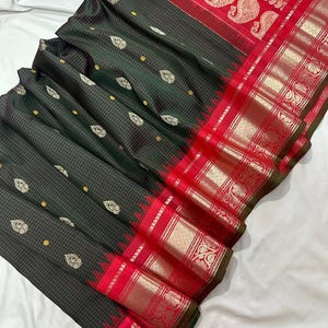 Sari de seda pura Gadwal exclusivo