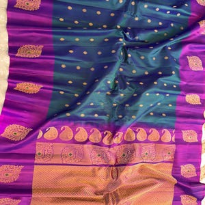 Sari de seda pura Gadwal exclusivo