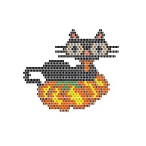 Digitalt PDF-mönster för Miyuki-hänge med pärlmotiv i tegelstygn och katt.