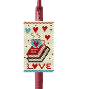 Libri di San Valentino, tazza con copertina della penna Peyote Miyuki a forma di cuore &quot;LOVE&quot; per il modello PDF dell&#39;involucro della penna G2.