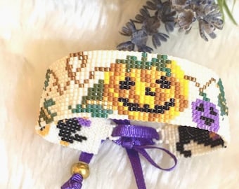 Halloween Pumpkin Loom Bead Bracelet Pattern, Instant PDF Download.