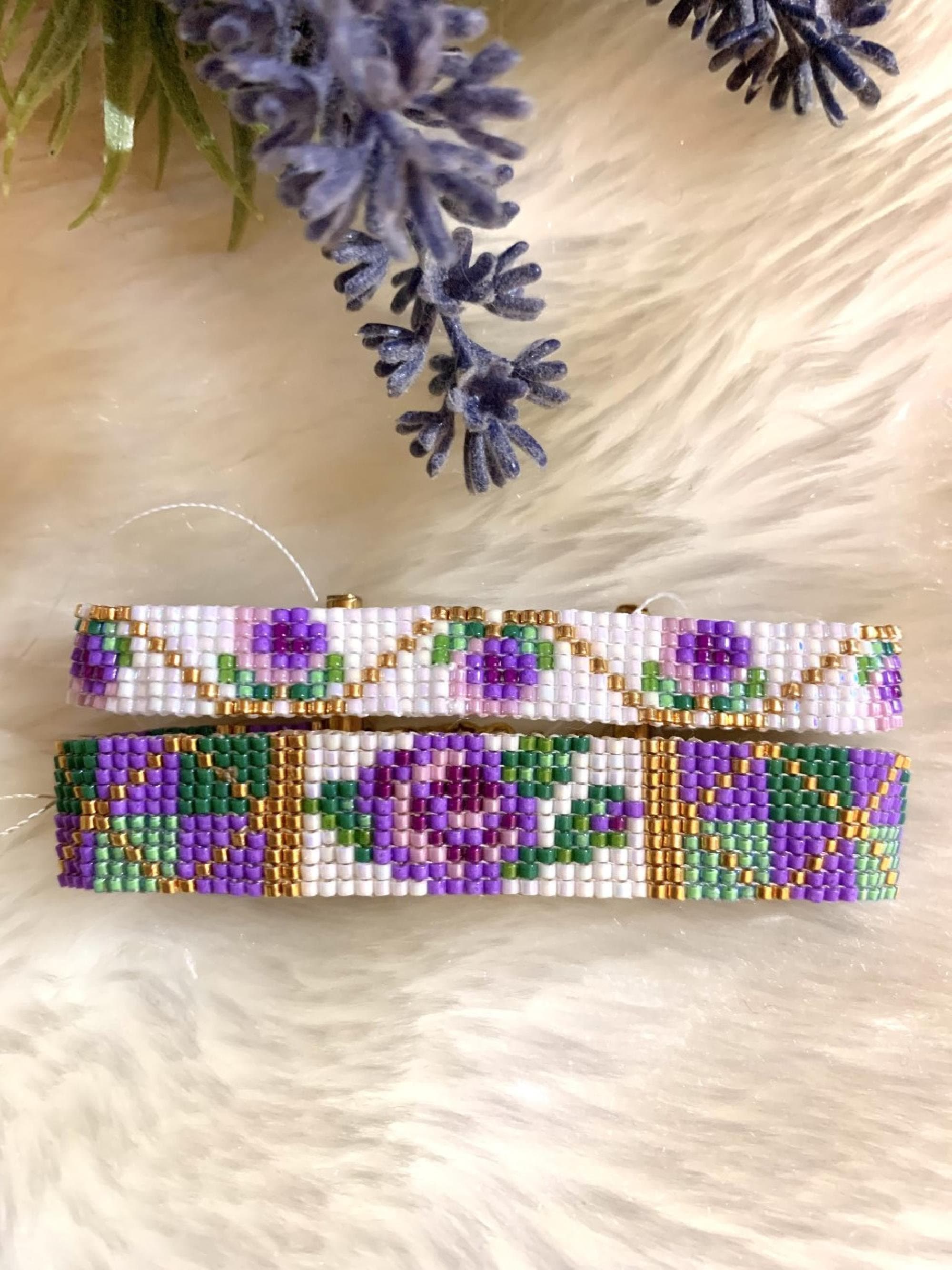 Bracelet Vintage Doré à Motifs Oiseaux, Perle Mauve Et Filigrane - Occasion - Modèle *4427