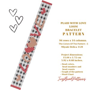 Plaid with Love Loom Bead Bracelet Pattern. Miyuki delica 11/0 Square Stitch Bracelet Pattern