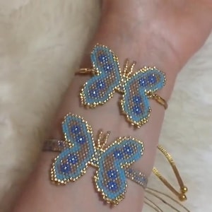 Patrón digital Miyuki en PDF de mariposa azul con cuentas y punto de ladrillo.