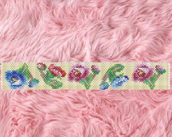 Peyote Beading Roses Bracelet PDF Digital Pattern With Miyuki Delica 11.