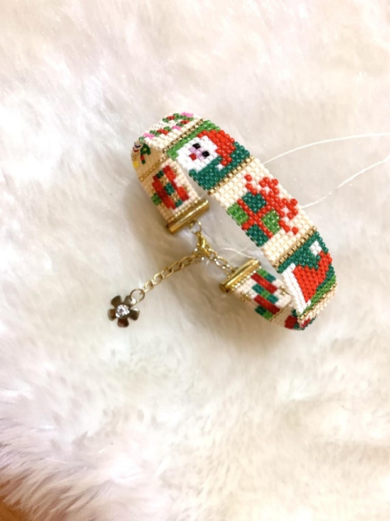 Christmas Loom or Square Stitch Bead Bracelet Miyuki PDF Pattern