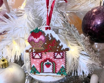 Brick Stitch Gingerbread House Ornament Pattern: Miyuki Delica 11/0 (PDF Pattern)