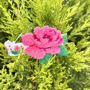 Brick Stitch + Peyote Pink & Blue Rose PDF 2 Pcs. Miyuki Delica Bracelet Pattern, Seed Bead bracelet Pattern.