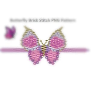 Ziegel und Peyote Lila Rosa Schmetterling Miyuki Delica Samen Perle PDF Digitale Perlen-Muster.