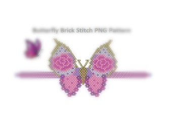 Brick and Peyote Beading Purple Pink Butterfly PDF Pattern.