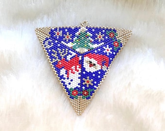 Triangel Peyote Pendant or Christmas Ornament PDF Download Pattern.