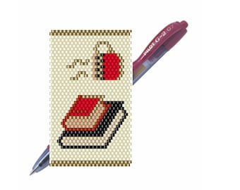 Couverture de stylo Peyote Miyuki de la Saint-Valentin pour modèle PDF de stylo G2. Pen Wrap Digital Pattern.