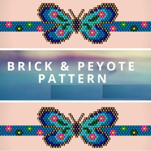 Schmetterling Miyuki Delica Armband Muster mit Peyote Stich und rosa Blume, perlen design, armband armband armband