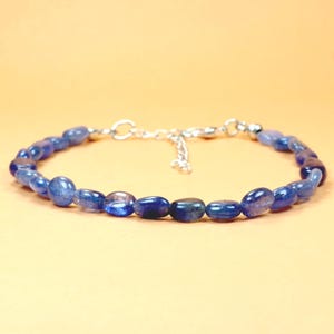 Natural Blue Sapphire Beaded Bracelet | Blue Gemstone Bracelet | Handmade Adjustable Bracelet | Healing Crystal Jewelry | Gift for Her