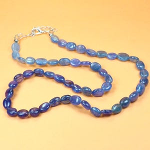 Blue Sapphire Smooth Oval Beads Necklace September Birthstone Sapphire Necklace For Gift