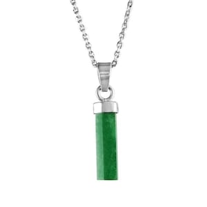 Minimalist Emerald Pendant Necklace – Green Crystal Bar Necklace  Sterling Silver Chain  Healing Stone Jewelry – May Birthstone Gift for Her
