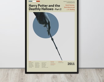 Movie Poster | The Deathly Hallows Part 2 (Set- 5/30) | Premium Framed Poster | Mid Century Modern Art | Potterhead Gift