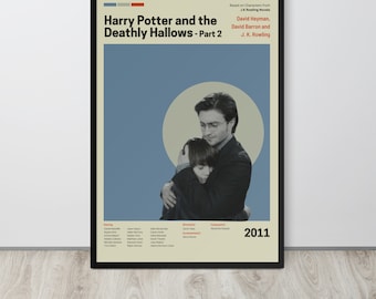 Movie Poster | The Deathly Hallows Part 2 (Set- 29/30) | Premium Framed Poster | Mid Century Modern Art | Potterhead Gift