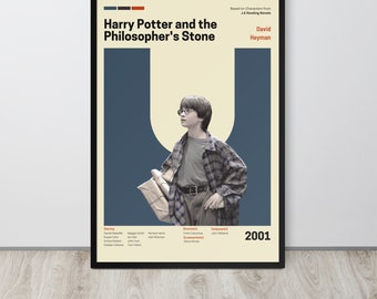 Póster de la película La piedra filosofal (Set 3/10) / Póster enmarcado premium / Arte moderno de mediados de siglo / Decoración de habitación / Regalo para Potterhead