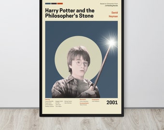 Póster de la película La piedra filosofal (Set 2/10) / Póster enmarcado premium / Arte moderno de mediados de siglo / Decoración de habitación / Regalo para Potterhead