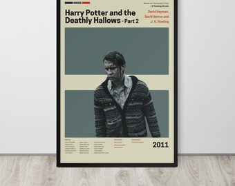 Movie Poster | The Deathly Hallows Part 2 (Set- 22/30) | Premium Framed Poster | Mid Century Modern Art | Potterhead Gift