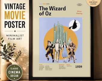 The Wizard of Oz Movie Poster | Vintage Minimalist Film Art (Framed)