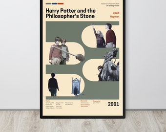 Póster de la película La piedra filosofal (set 8/10) / Póster enmarcado premium / Arte moderno de mediados de siglo / Decoración de habitación / Regalo para Potterhead