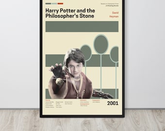 Póster de la película La piedra filosofal (Set 6/10) / Póster enmarcado premium / Arte moderno de mediados de siglo / Decoración de habitación / Regalo para Potterhead