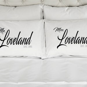 Personalized Mr. and Mrs. Pillow Cases, Cotton Blend (Set of 2)