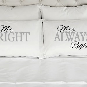 Mr. Right Mrs. Immer richtige Paare Kissenbezüge (2er-Set) Gedruckte Kissenbezüge Hochzeitstag Brautpartygeschenk