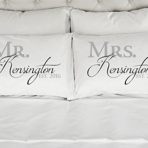 Mr. and Mrs. Personalized Couples Pillow Cases set of 2 Etsy