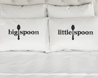 Little Spoon Big Spoon Pillow Case 75cm x 45cm Pair Printed Gift Funny Present 