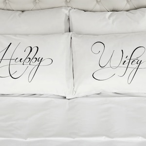 Hubby Wifey Pillow Cases (Set of 2), Wedding Anniversary Gift