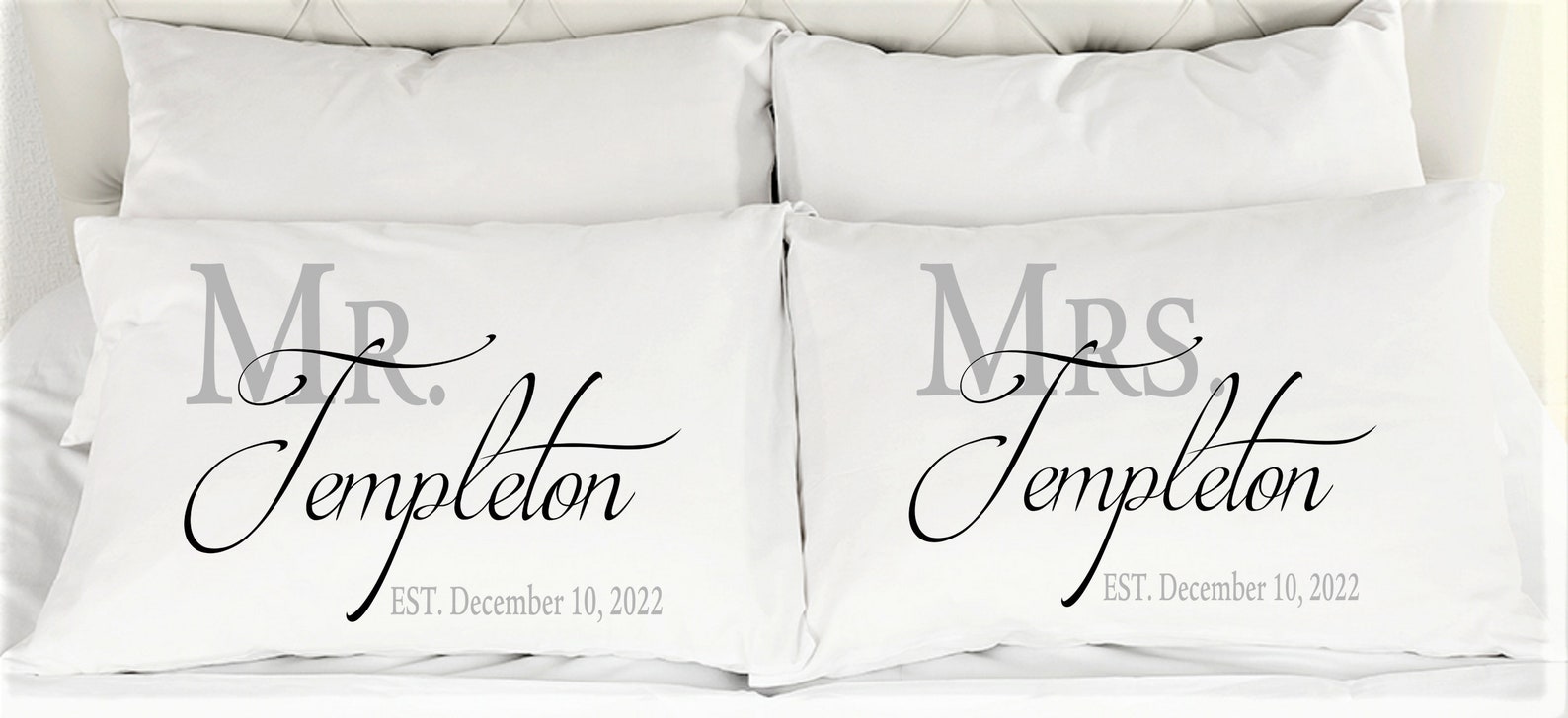 Mr. and Mrs. Personalized Couples Pillow Cases set of 2 Etsy