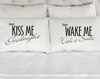 WONDERTIFY Throw Pillow Cover Case Always Kiss Me Goodnight Letting Quote Cushion Covers Couch Pillow 18x18 Inch 45x45 cm Soft Linen Pillow Case for Decorative Bedroom/Livingroom/Sofa/Farm House WONDERTIFY Throw Pillow Cover Case Always Kiss Me Goodnight Letting Quote Cushion Covers Couch Pillow 18x18 Inch 45x45 cm Soft Linen Pillow Case for Decorative Bedroom/Livingroom/Sofa/Farm House