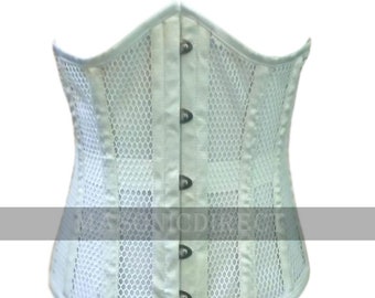 Women's Underbust Heavy Duty Steel Boned Waist Trainer Corset Stylish White mesh Corset