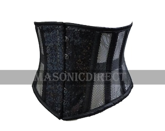 Women's Underbust Heavy Duty Steel Boned Waist Trainer Corset Stylish Black mesh Corset