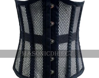 Women's Underbust Heavy Duty Steel Boned Waist Trainer Corset Stylish Black mesh Corset