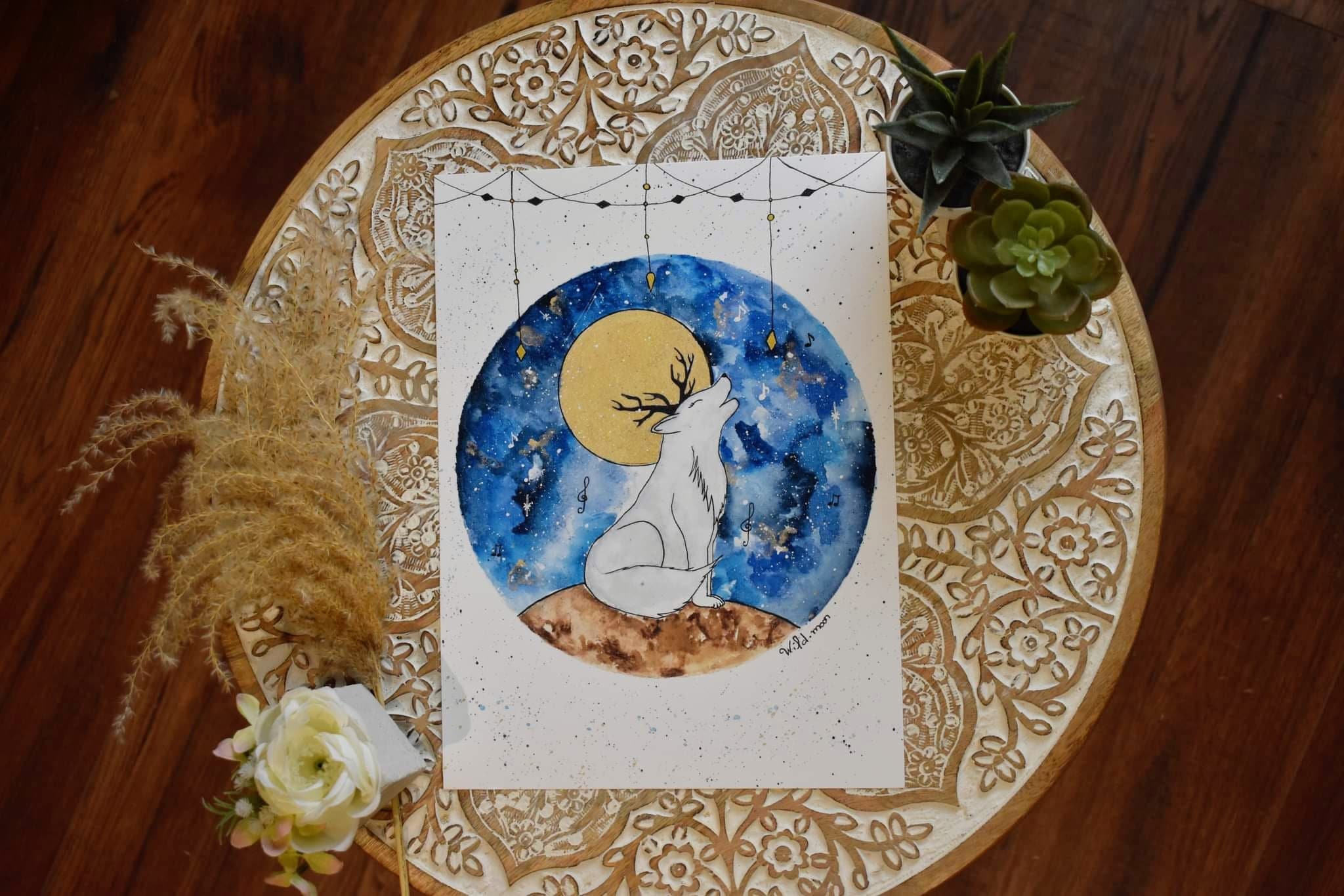 Affiche Illustration Loup Aquarelle