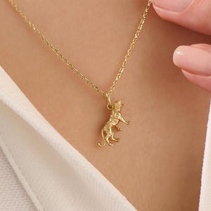 Solid Gold Tiger Pendant, 14k Animal Figure Charm Necklace for Women, Year of the Tiger Necklace, 3D Small Wildlife Pendant Gift for Her