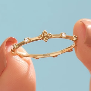 14k Solid Gold Rosary Ring for Women Cross Ring Dainty Catholic Ring Minimalist Christian Ring 18k Religious Gift Ring for Mom Jewelry Gifts