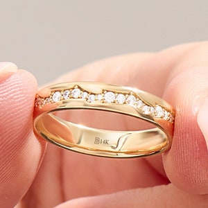14k Gold Wedding Band Women, Moissanite Eternity Ring, Solid Gold Pave Moissanite Ring, Wedding Band 4mm, Minimalist Gold Band Ring
