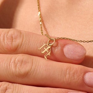 14k Old English Alphabet Pendant, Solid Gold Letter Charm Necklace Women, Personalized Initial Necklace, Gothic Font Pendant, Gifts for Her