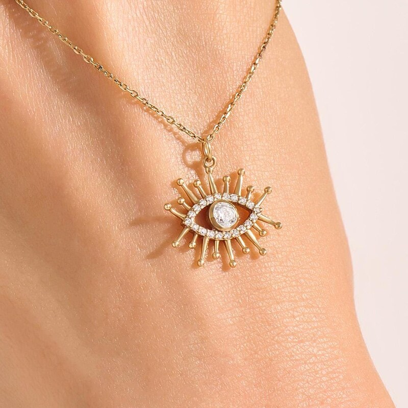 403J Gold Plated Evil Eye Pendant main image 1