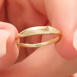14k Solid Gold Ring for Women Pinky Ring Dainty Signet Ring Engraved Gold Ring Personalized Jewelry Gift Ring for Her Stacking Band Ring