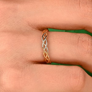 14k Gold Celtic Knot Ring Solid Gold Irish Wedding Ring Dainty Knot Stacking Ring Womens Minimalist Promise Ring Braided Jewelry Band Ring image 2