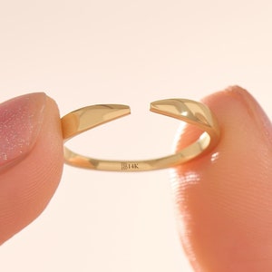 Solid Gold Open Wedding Band, Cuff Ring Enhancer for Solitaire Ring, Gap Wedding Band, Wrap Around Ring, Stacking Engagement Ring