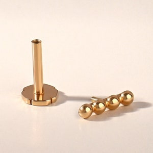Beaded Simple Stud Piercing, 14k Solid Yellow Gold Ball Earrings, Tiny Four Dot Helix Piercing, Minimalist Unisex Bubble Tragus Gold Stud